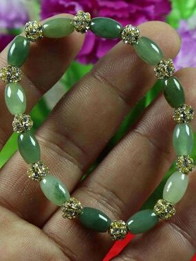 10*6*6mm Bead Cert'd Vivid Green 100% Natural A Jade Jadeite Bracelet